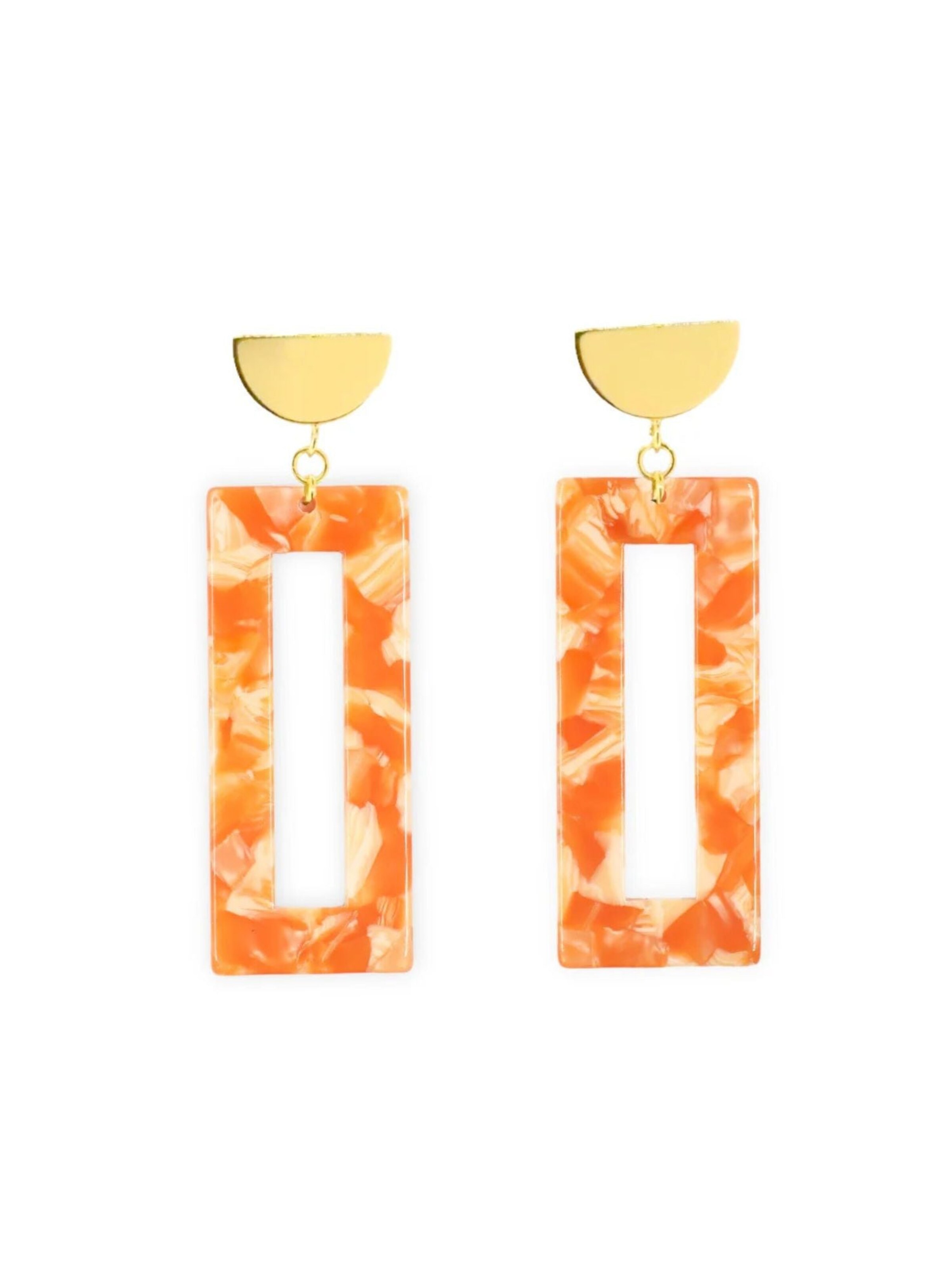 Fräulein Wunder Ohrringe 'Acetat Akane'‌‌‌ in Orange: Vorderseite