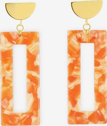Fräulein Wunder Earrings 'Acetat Akane' in Orange: front