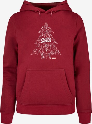 ABSOLUTE CULT Sweatshirt 'Captain America - Christmas Tree' in Red: front