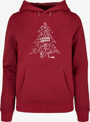 ABSOLUTE CULT Sweatshirt 'Captain America - Christmas Tree' in Rood: voorkant