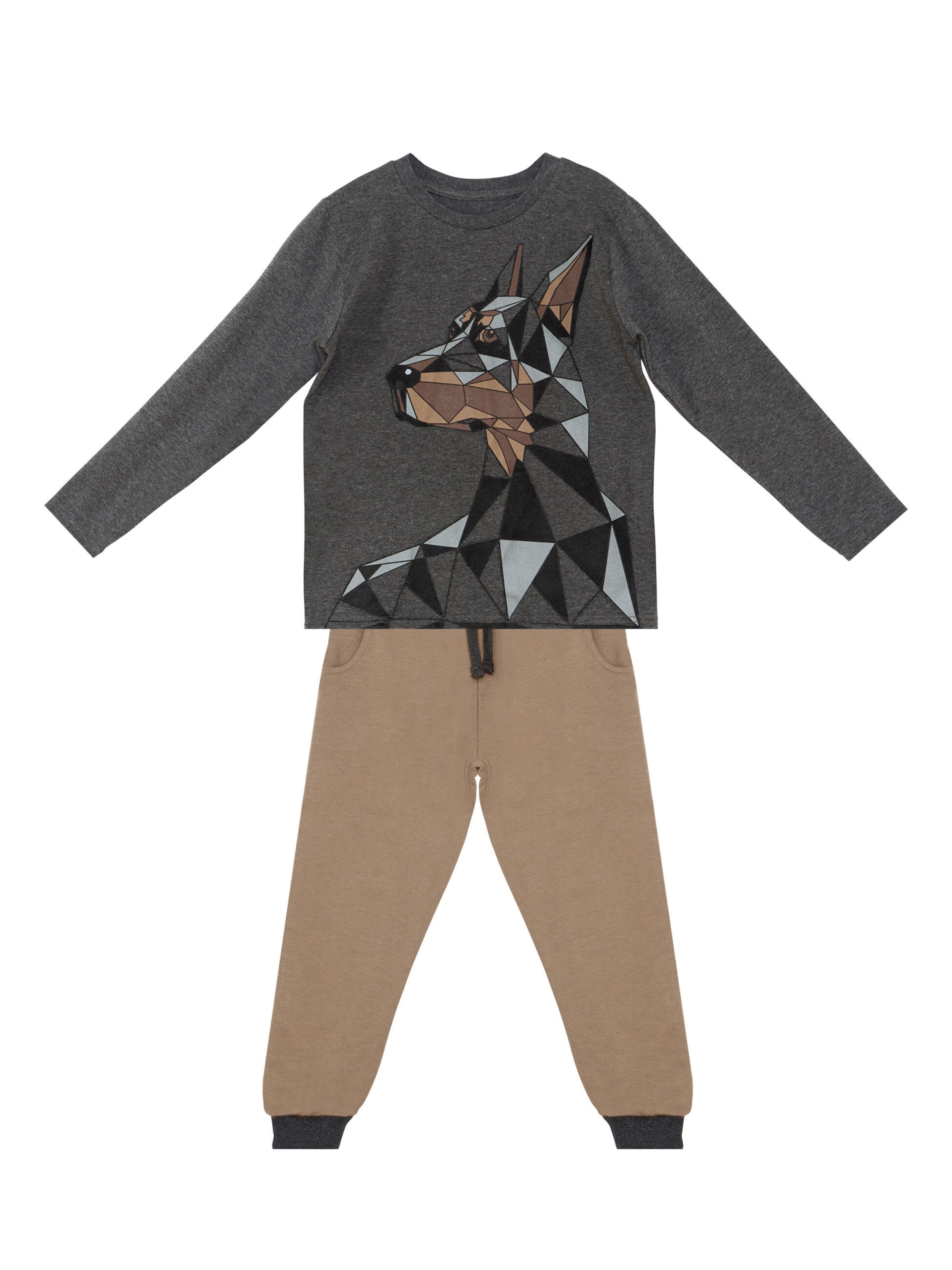 Denokids Trainingspak 'Doberman' in Grijs: voorkant