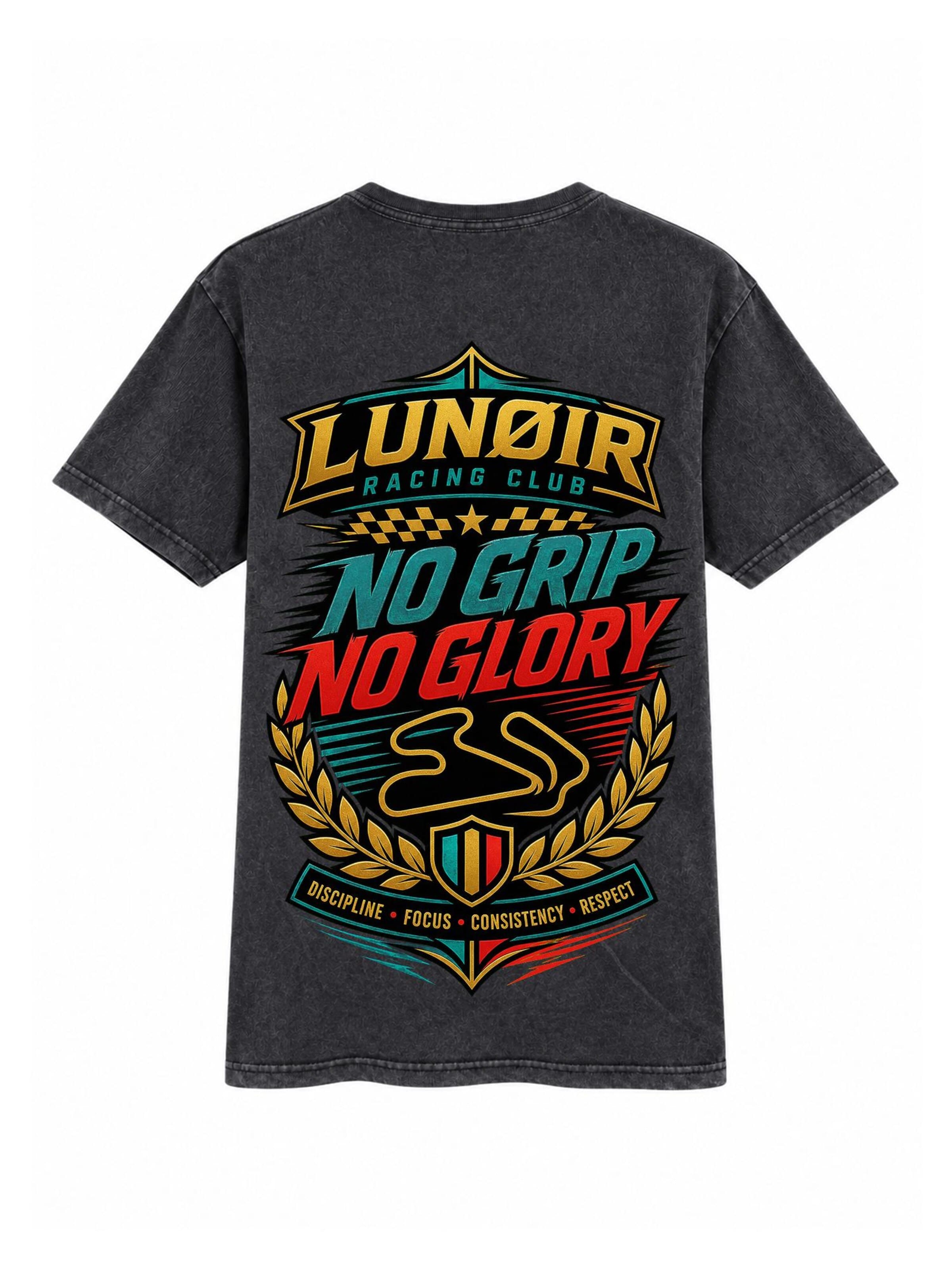 LUNØIR Studio Póló 'No Grip No Glory' - fekete: elől