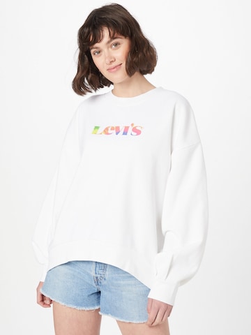 LEVI'S ®Sweater majica 'Graphic Pai Crew Premium Mv Logo Fill Wh' - bijela boja: prednji dio