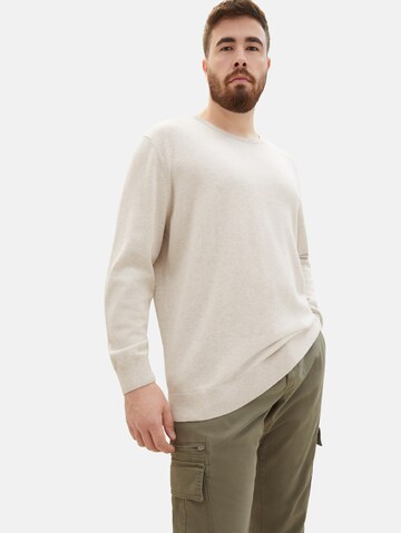 TOM TAILOR Men + Regular Fit Pullover in Weiß