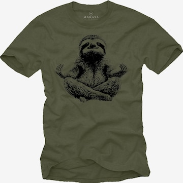 MAKAYA Shirt 'Meditation Sloth' in Green: front