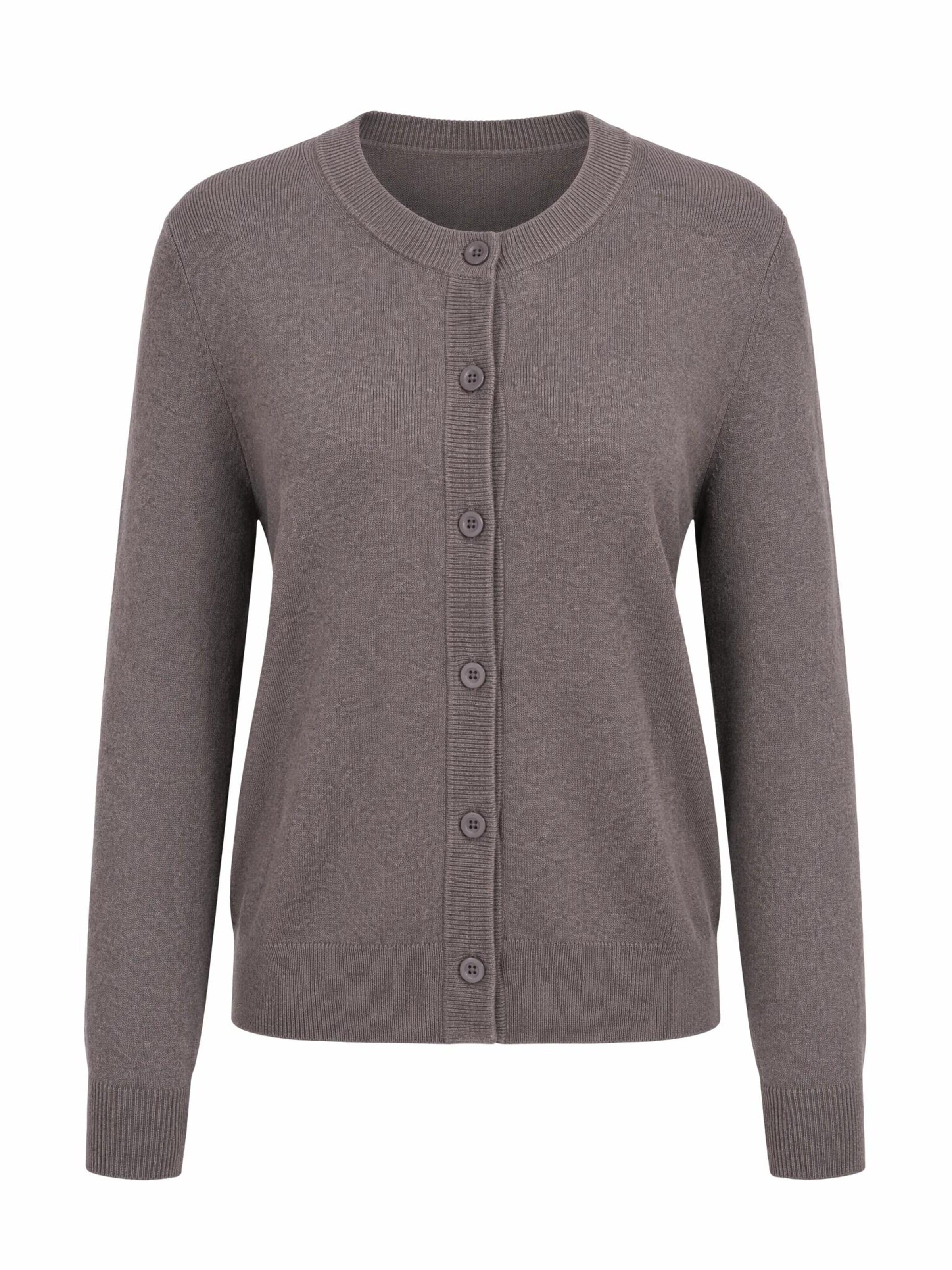 ARACH&CLOZ Knit Cardigan 'Strickjacke Damen Cardigan-Pullover Lässige Strickjacken Business-Casual-Outfit-Oberteil' in Brown: front