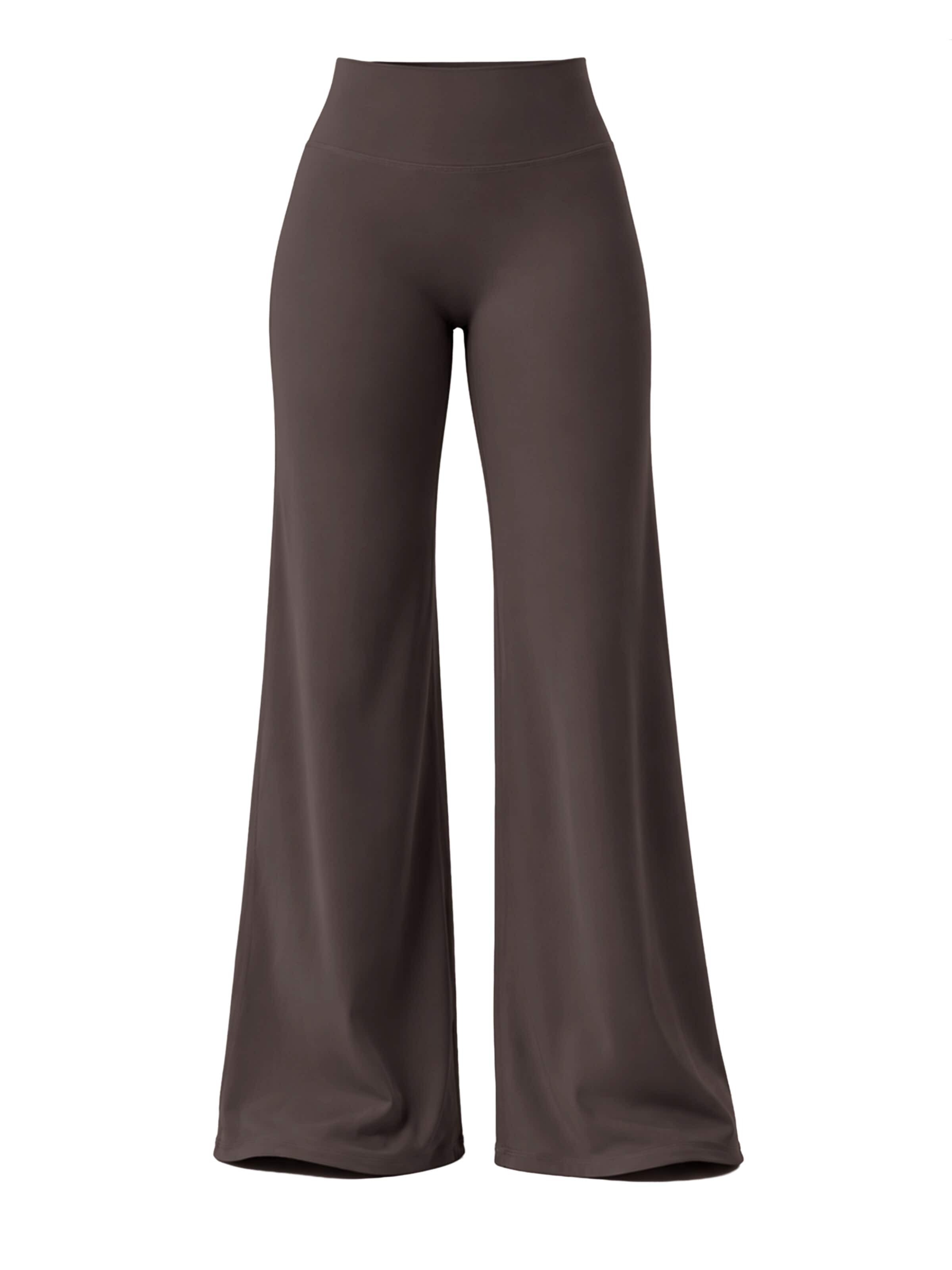 ZAAYO Wide leg Workout Pants 'Women's High‑Waist Butt‑Lifting Wide‑Leg Yoga Sports Pants' in Brown: front