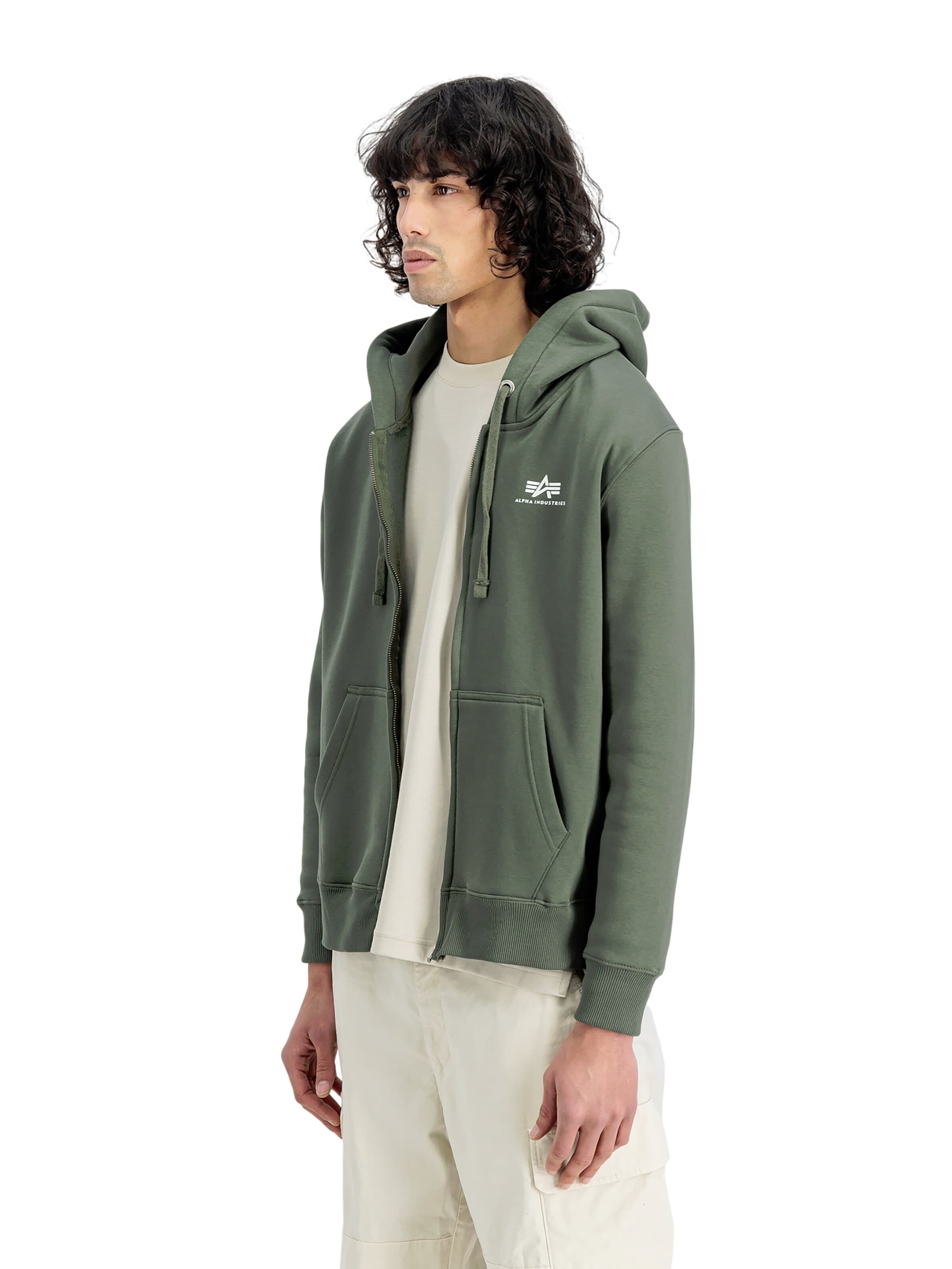 ALPHA INDUSTRIES Zip-Up Hoodie in Green