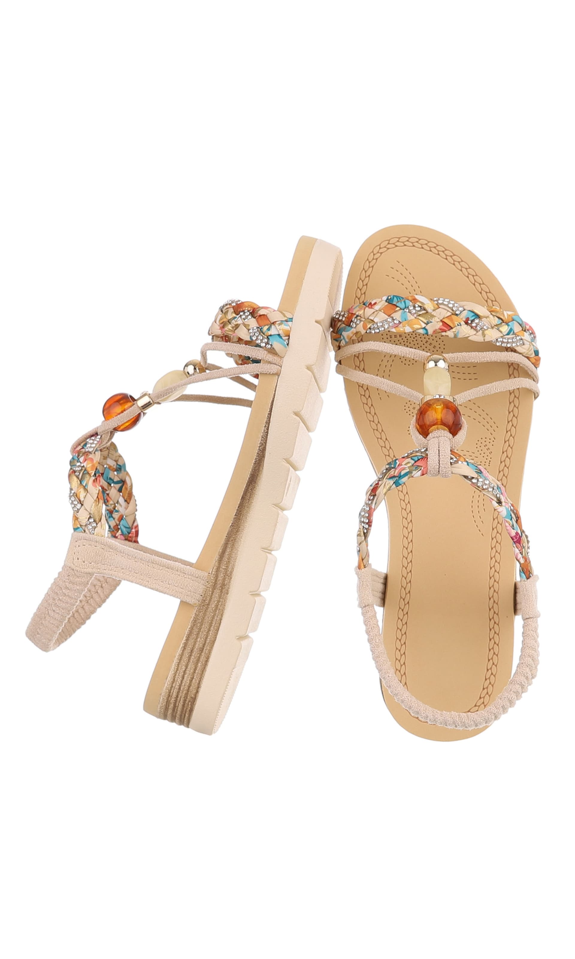 Ital-Design Strap Sandals in Beige