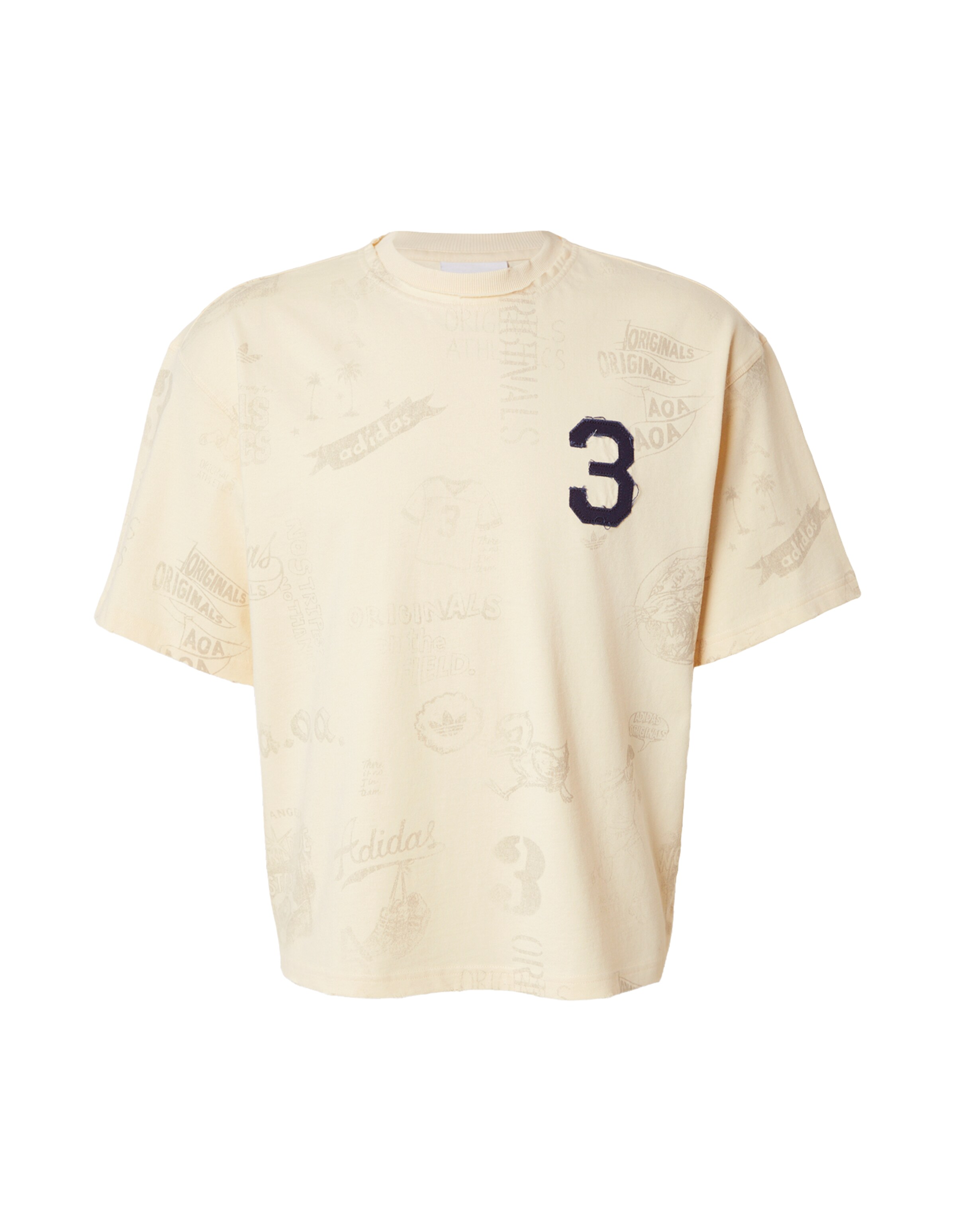 ADIDAS ORIGINALS Shirt 'Varsity' in XS in Light beige / mottled beige / Black, Item view