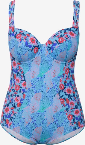 Ulla Popken T-shirt Swimsuit in Blue: front