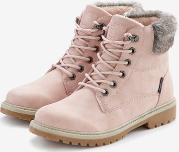 LASCANA Lace-Up Ankle Boots in Pink