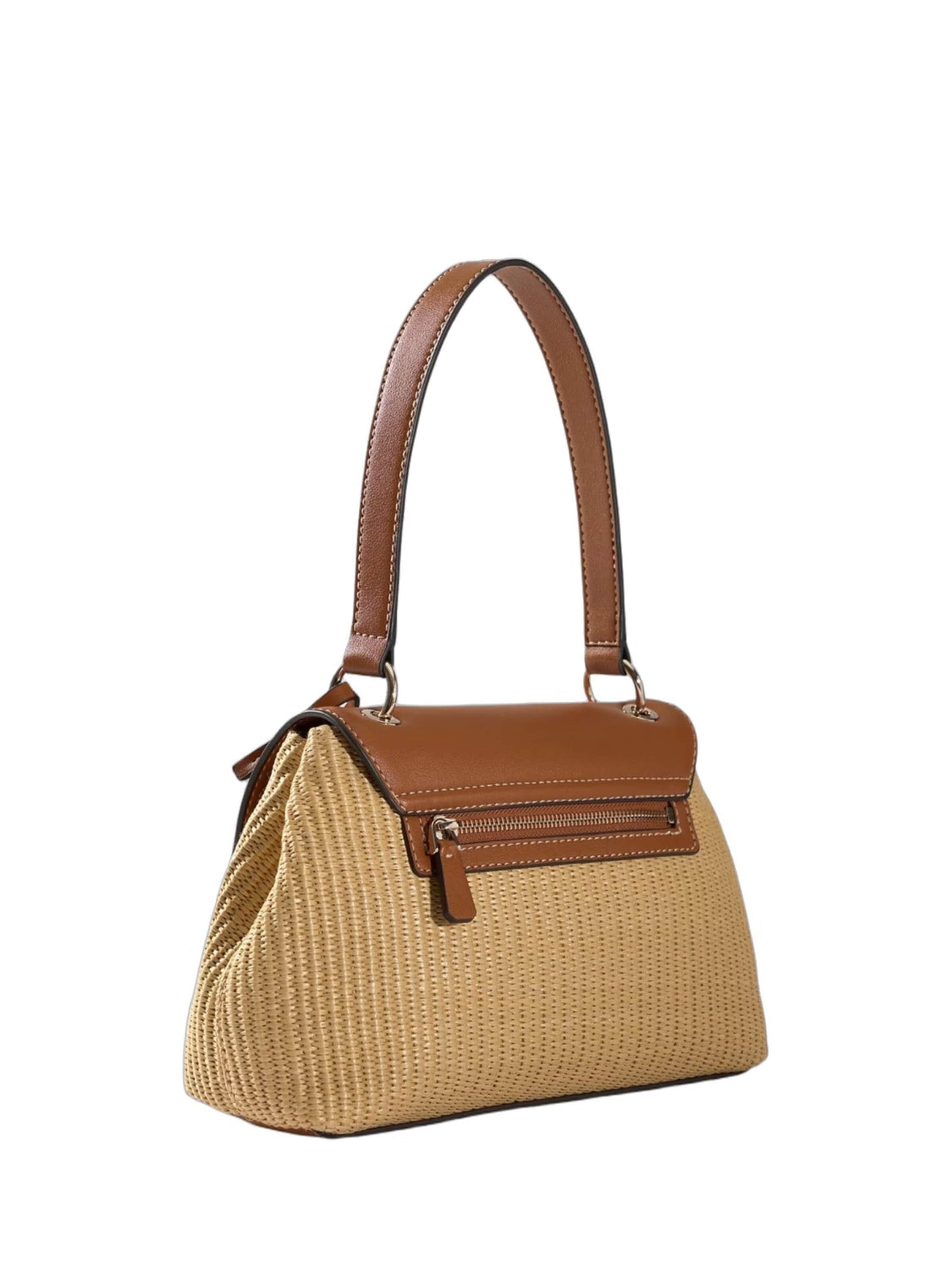 GUESS Handväska 'Guess Sac à Rabat Maggie Natural/Caramel' i beige