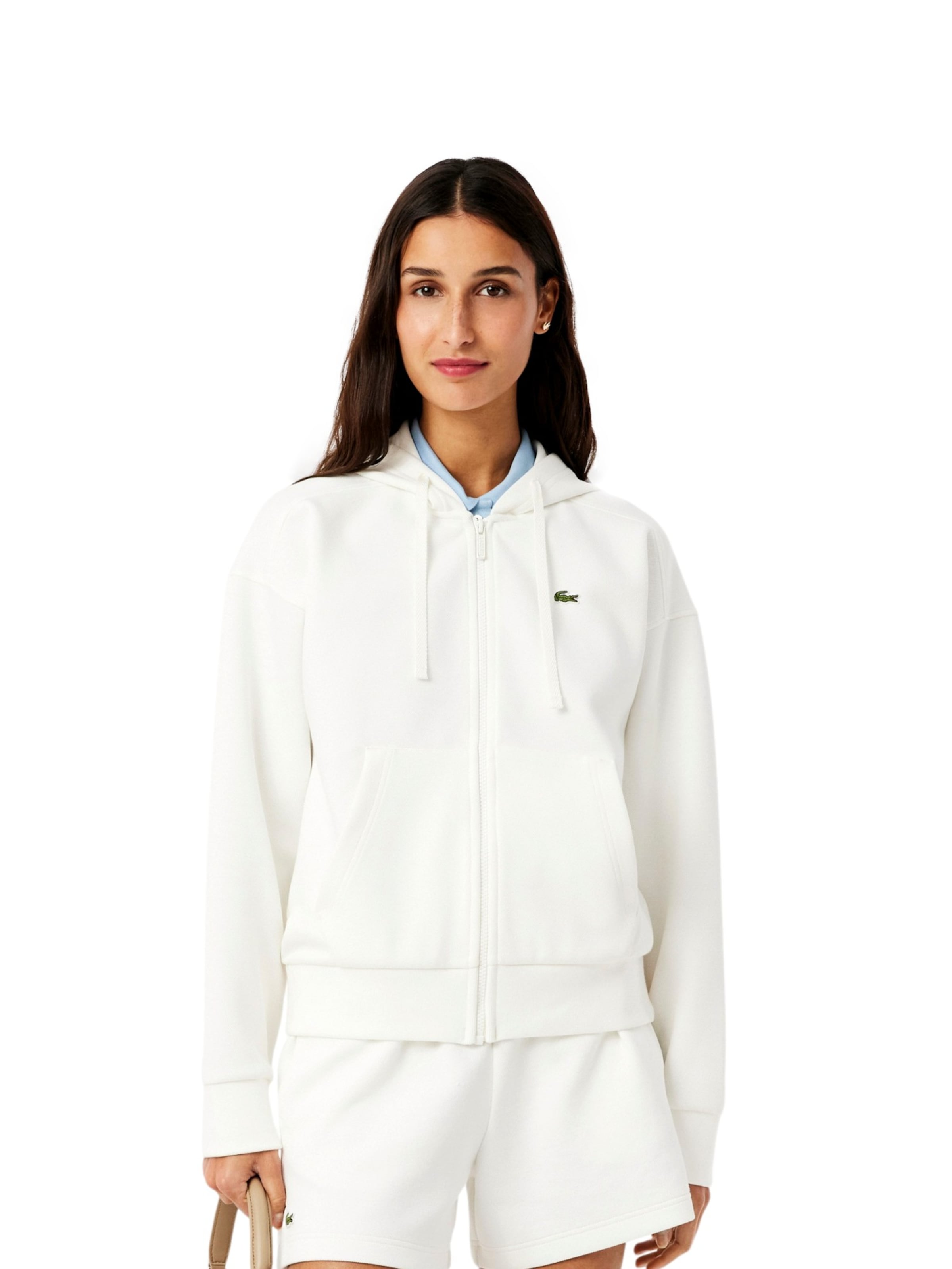 LACOSTE Sweatvest in Wit: voorkant