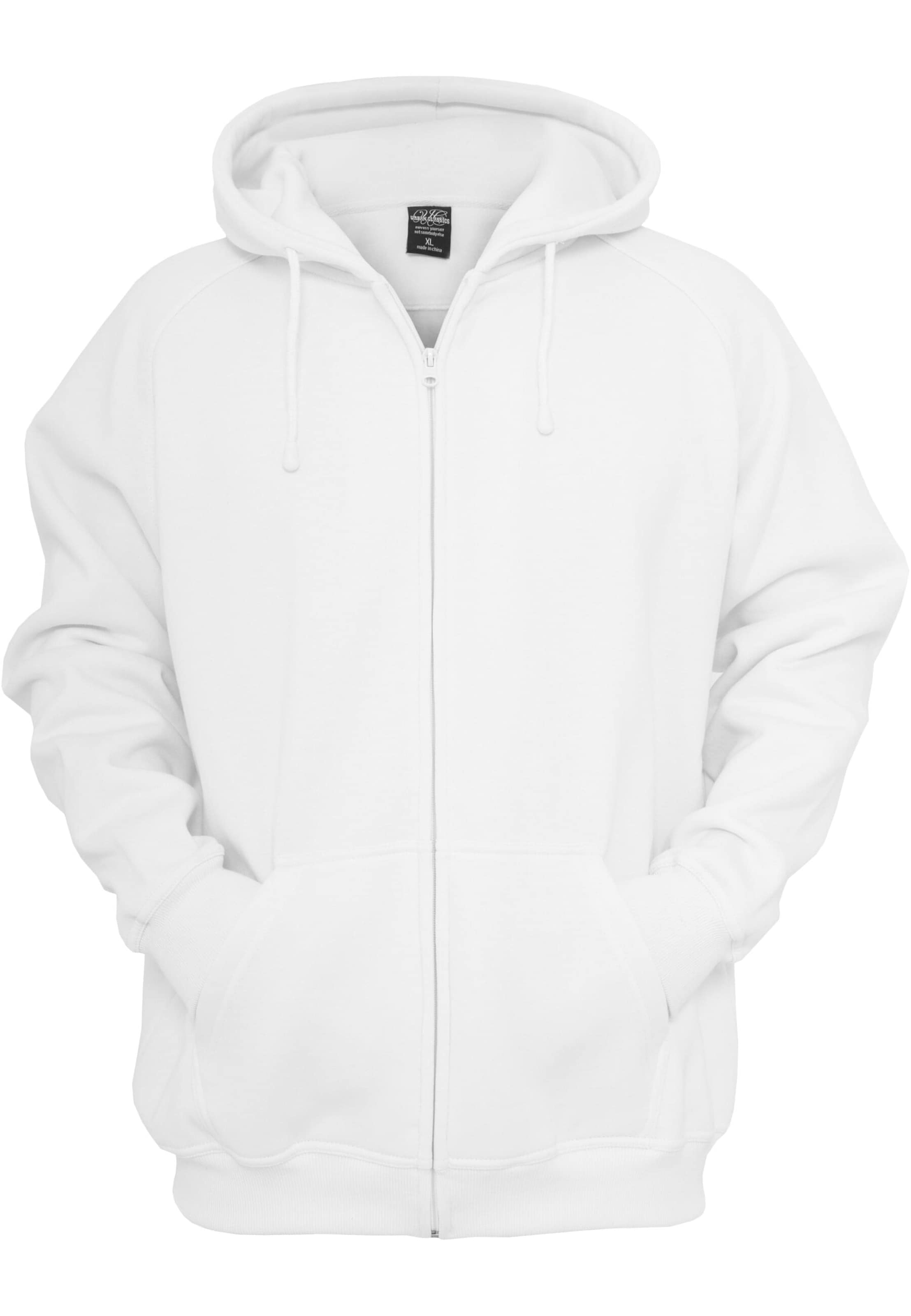 Urban Classics Zip-Up Hoodie in White: front
