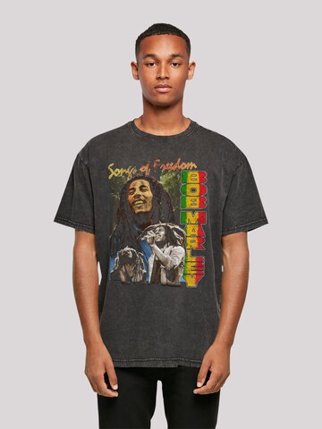 T-Shirt 'Bob Marley Freedom Vintage Reggae Music' F4NT4STIC en noir : devant