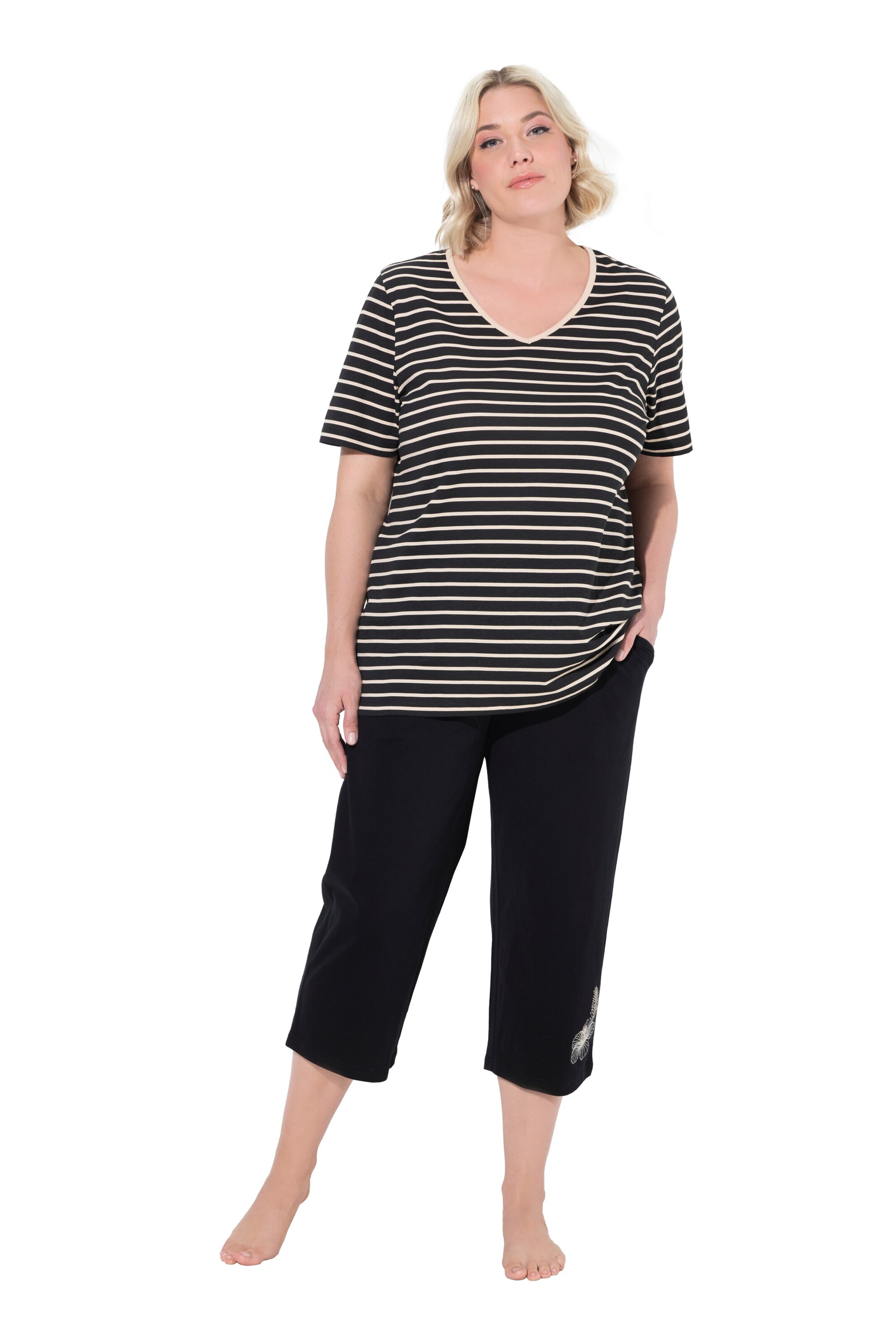 Ulla Popken Pyjama in Zwart: voorkant