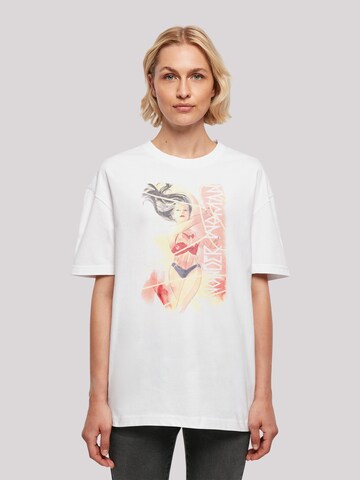 F4NT4STIC Oversized shirt 'DC Comics Wonder Woman Watercolour Lasso' in Wit: voorkant