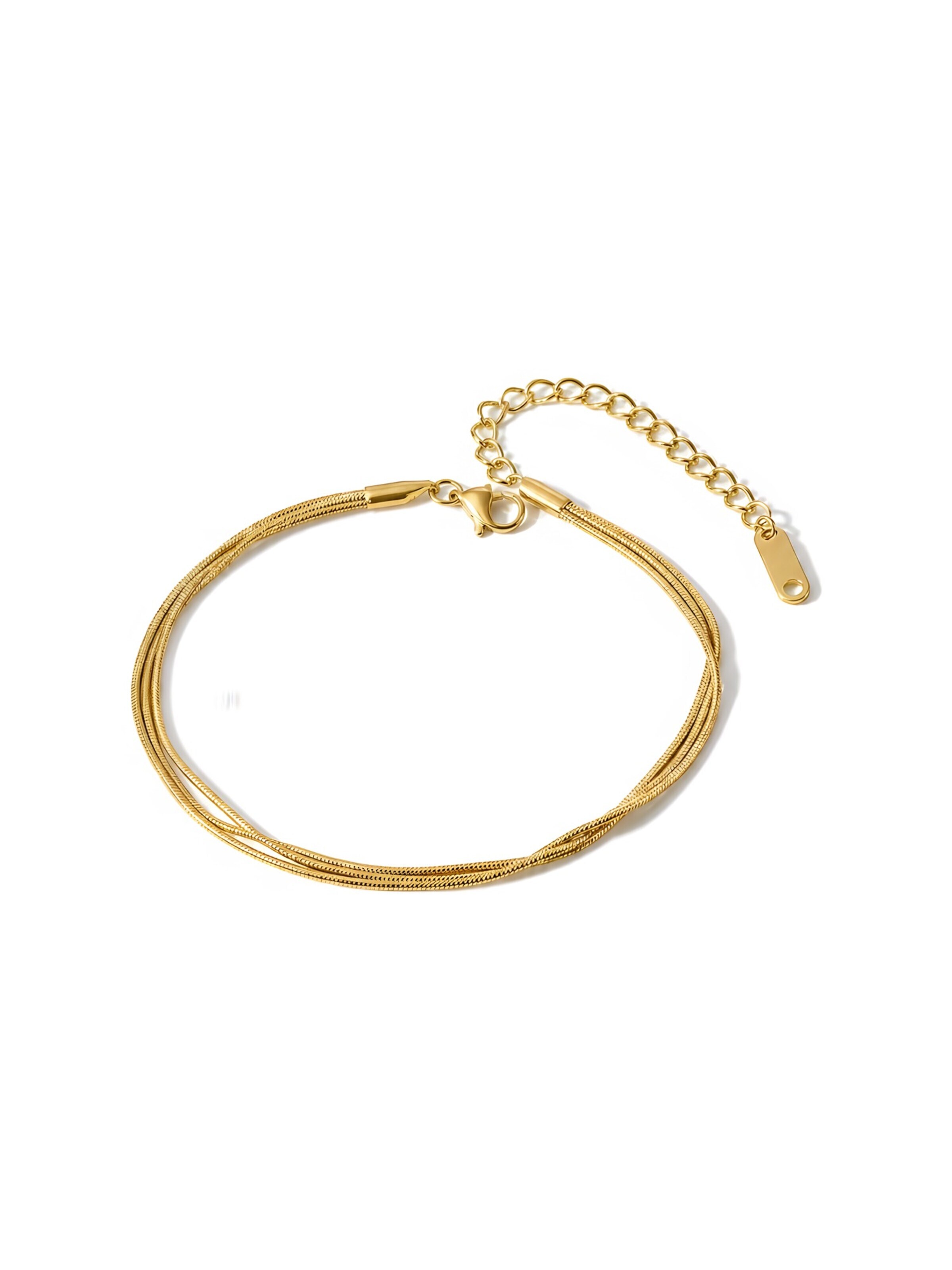 hiBALI Fußschmuck 'Triple Anklet'‌‌‌‌‌‌‌‌‌‌ in Gold: Vorderseite