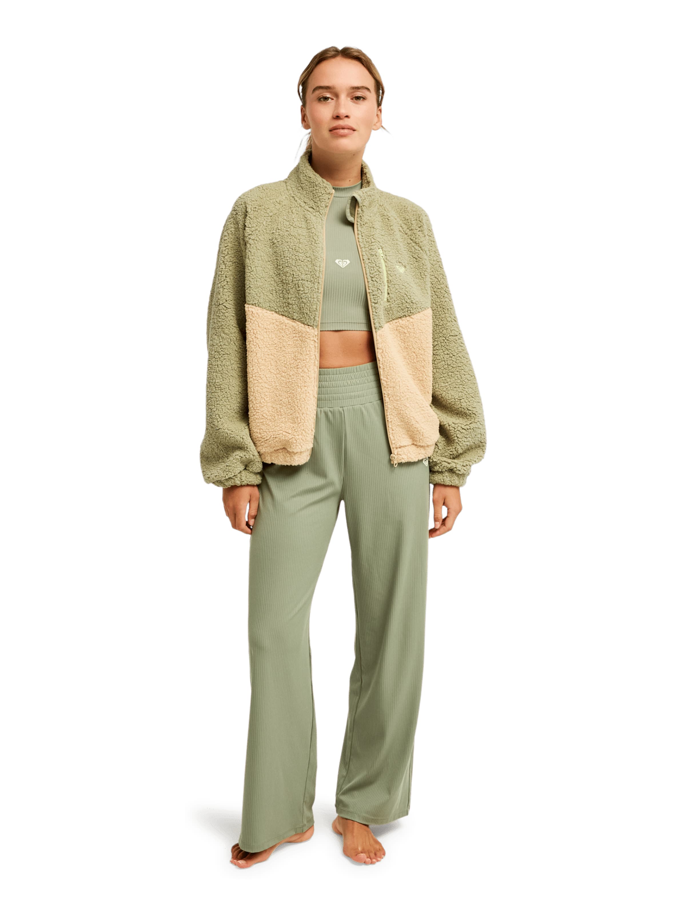 ROXY Wide leg Pants 'Rise & Vibe' in Green