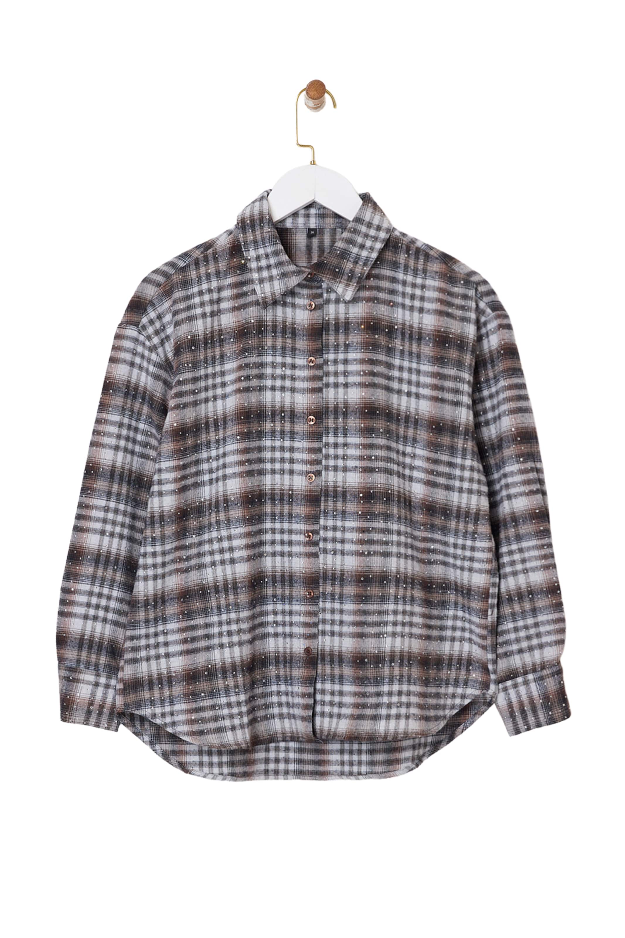 Trendyol Blusa em XS em castanho escuro / cinzento claro / preto, Vista do artigo