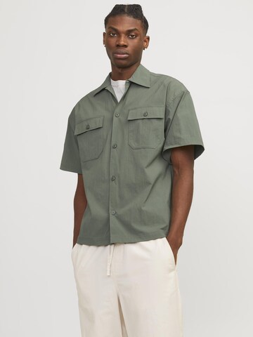 JACK & JONES Comfort fit Button Up Shirt 'ALTITUDE' in Green: front