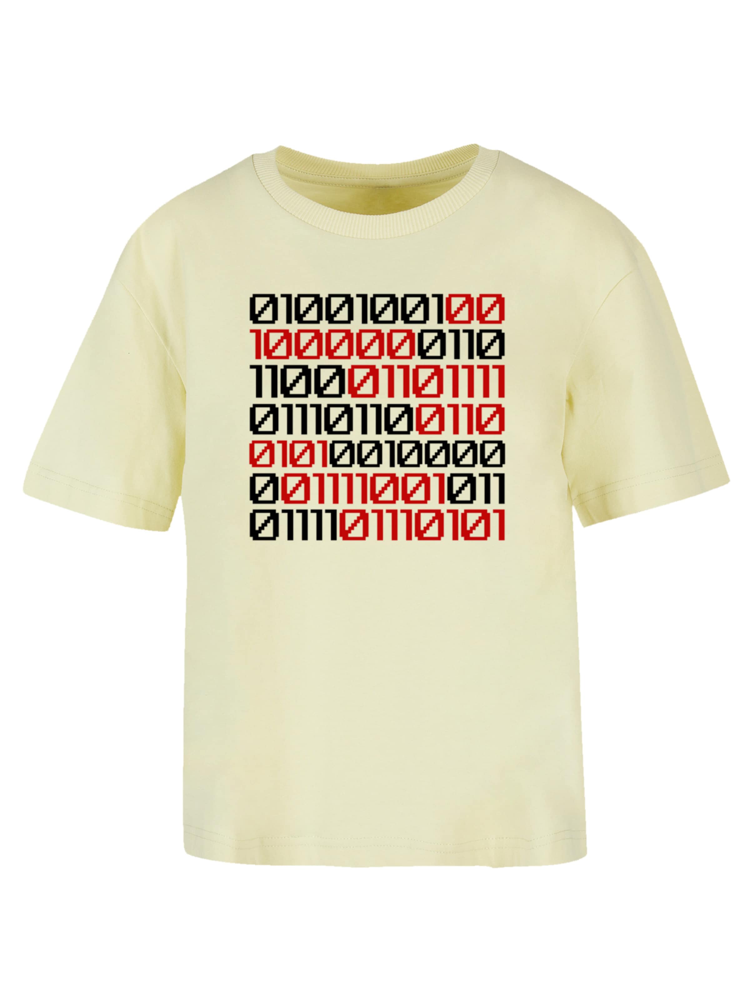 F4NT4STIC Shirt 'I love you 01001001 Binary Code Valentinstag' in Geel: voorkant