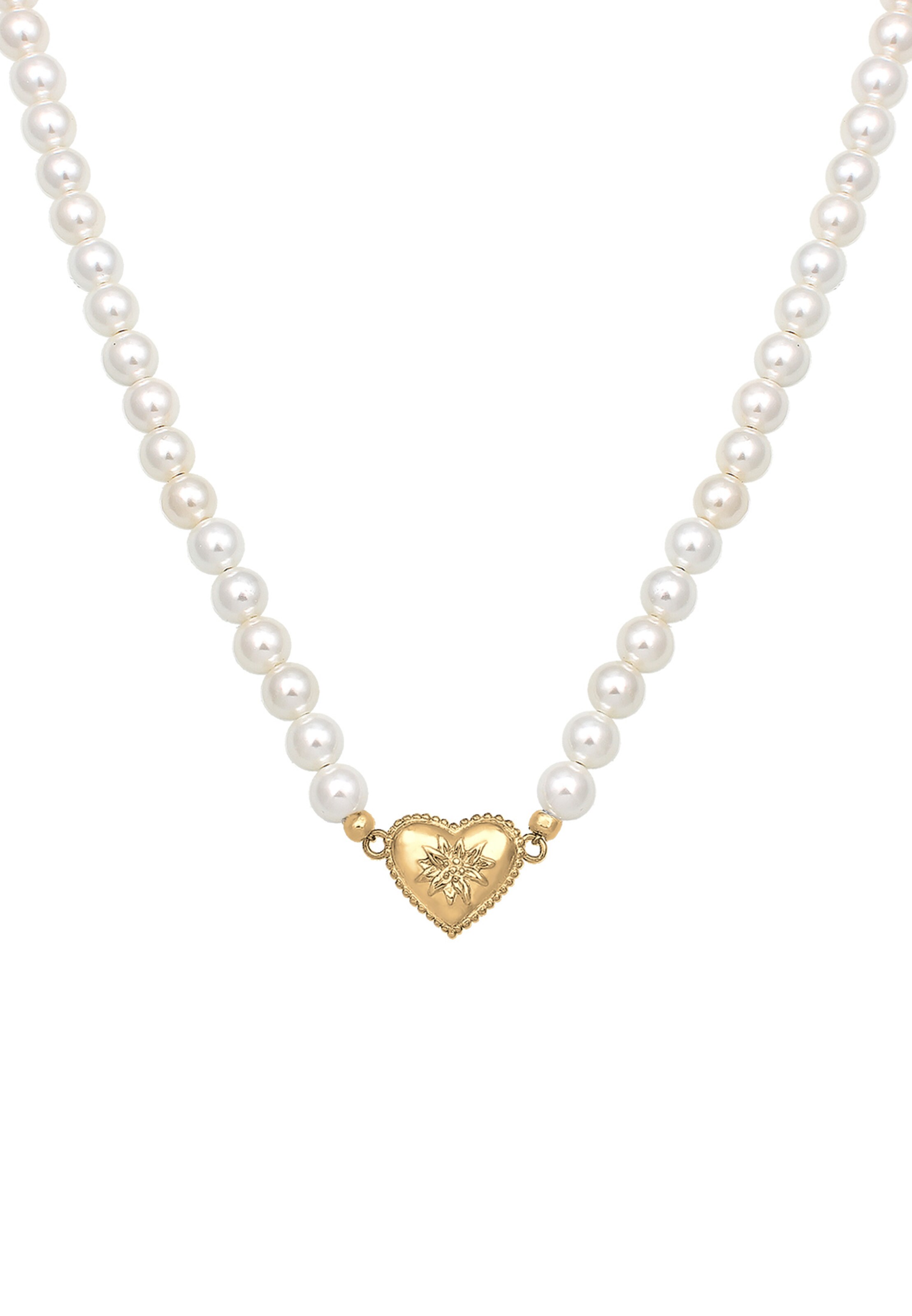 ELLI Ketting 'Edelweiss Herz' in Goud: voorkant