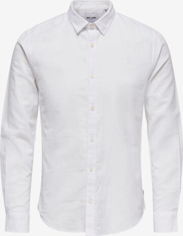 Coupe slim Chemise 'Caiden' Only & Sons en blanc : devant