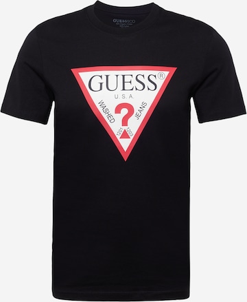 GUESS - Camiseta en negro: frente