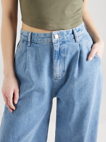 Noisy may Wide Leg Jeans med lægfolder 'KENJA' i blå