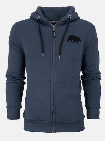 FORSBERG Sweatshirt 'Zip-Hoodie mit Frottee Logo' in Blue: front