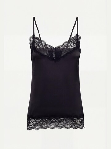 Ciocca Unterhemd 'Top Canotta Donna con Pizzo - Effetto Raso Tinta Unita'‌‌‌‌‌‌‌‌ in Schwarz: Vorderseite