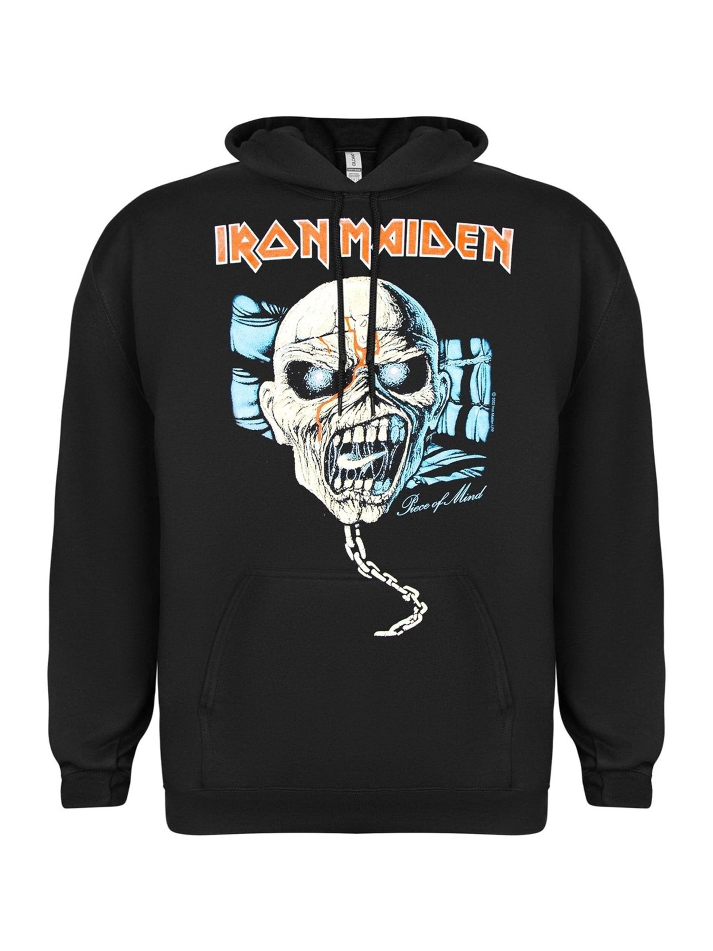 Iron Maiden Sweatshirt 'Iron Maiden Piece of Mind Kapuzenpullover' in Black: front