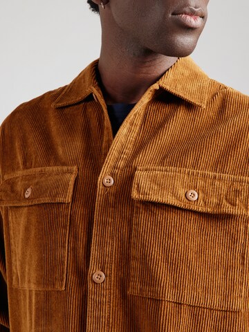 JACK & JONES Comfort fit Button Up Shirt 'JJEPERFECT' in Brown
