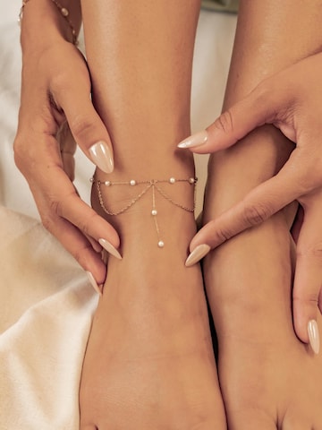 Bijoux de pied 'Double Pearl Drop Layered' Hey Happiness en or : devant