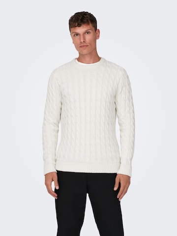 Pull-over 'KICKER' Only & Sons en blanc : devant