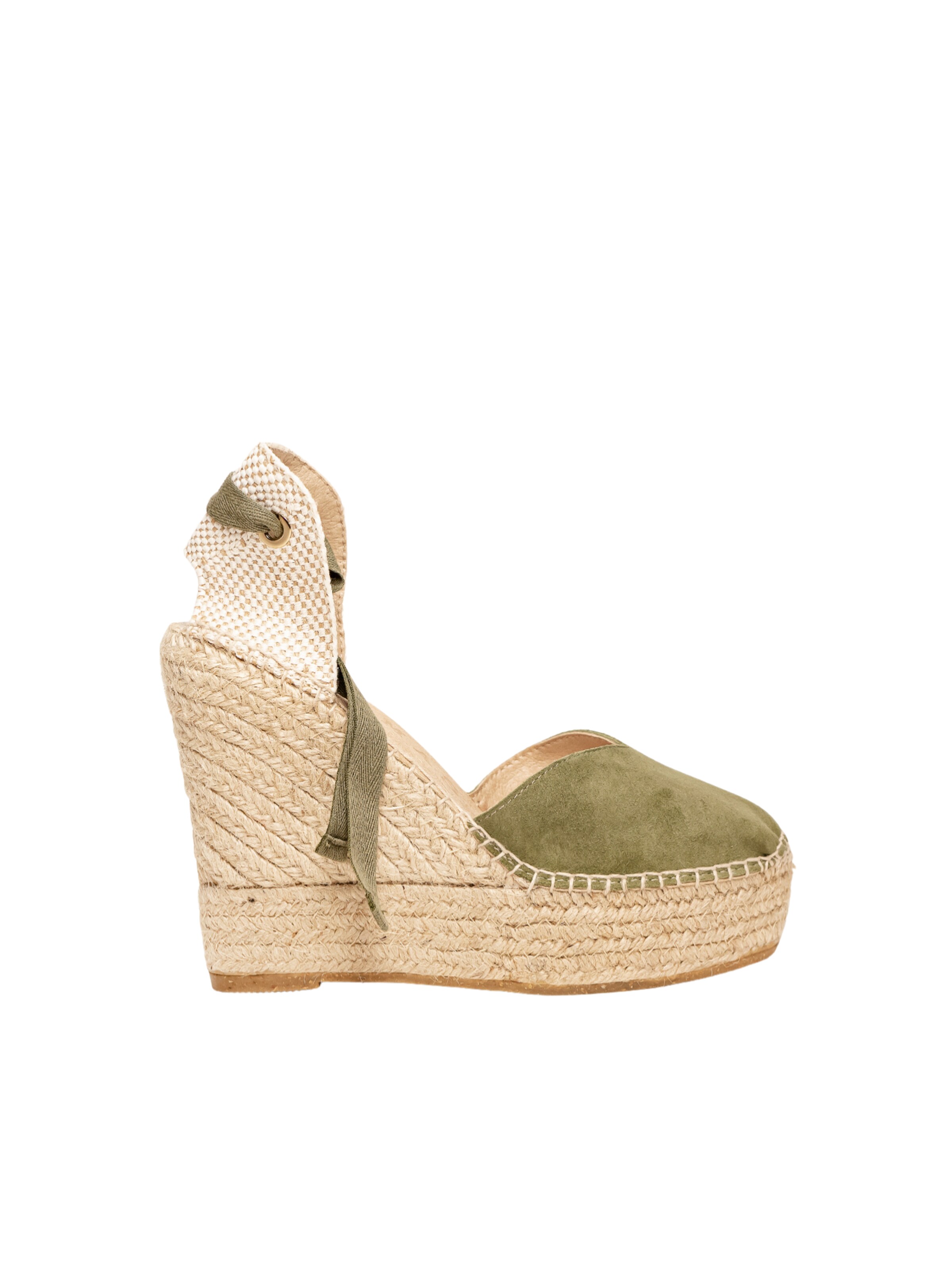 Alhamas - Sandalias 'Alpargata Cuña 12 cm' en verde: frente