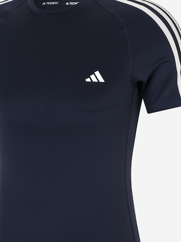 mėlyna ADIDAS PERFORMANCE Sportiniai marškinėliai 'Techfit 3-Stripes '