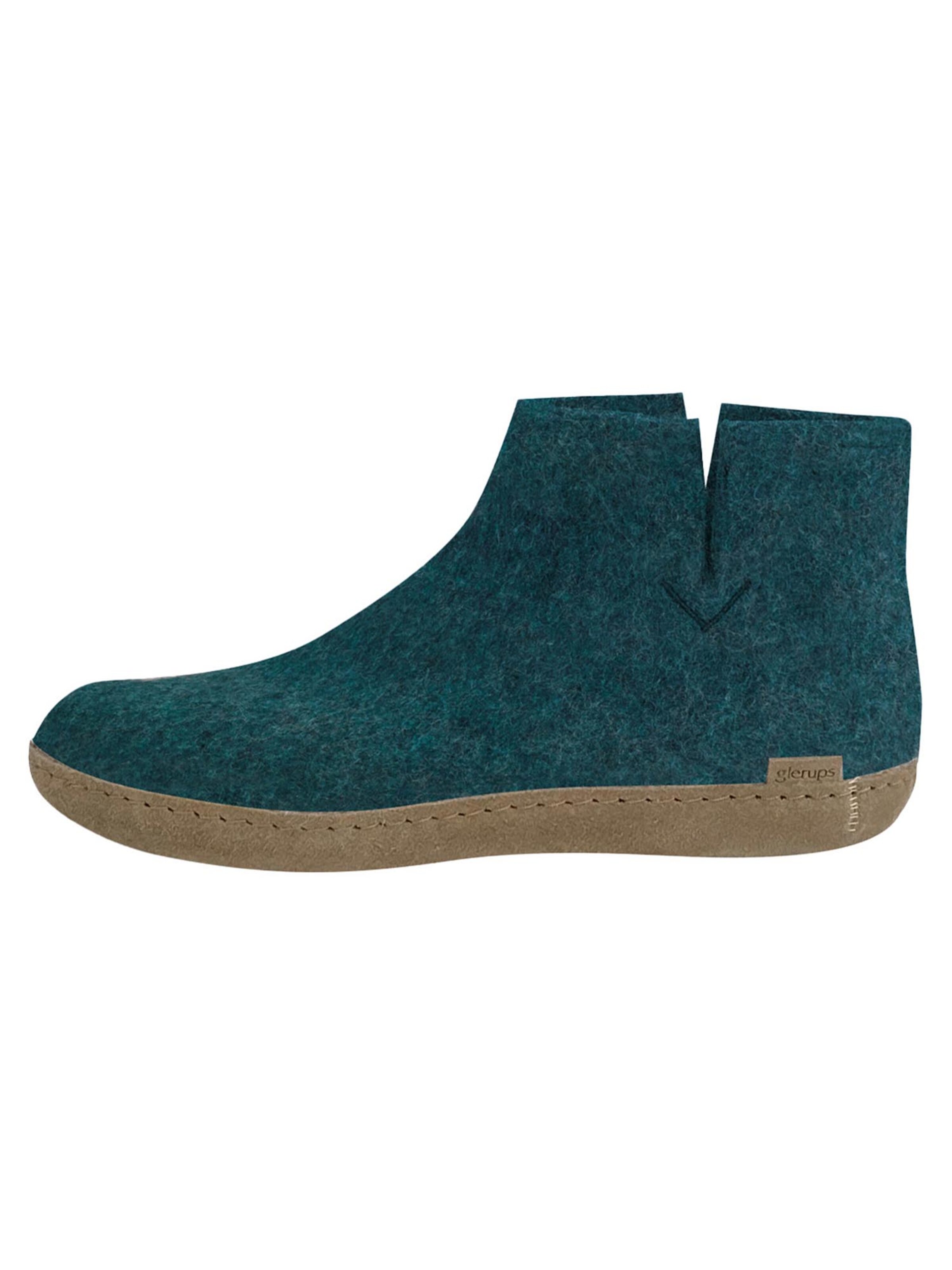 Glerups Slipper 'Ledersohle' in Green: front