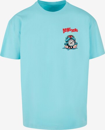 Merchcode Shirt 'Alarm Clock Comic' in Blauw: voorkant