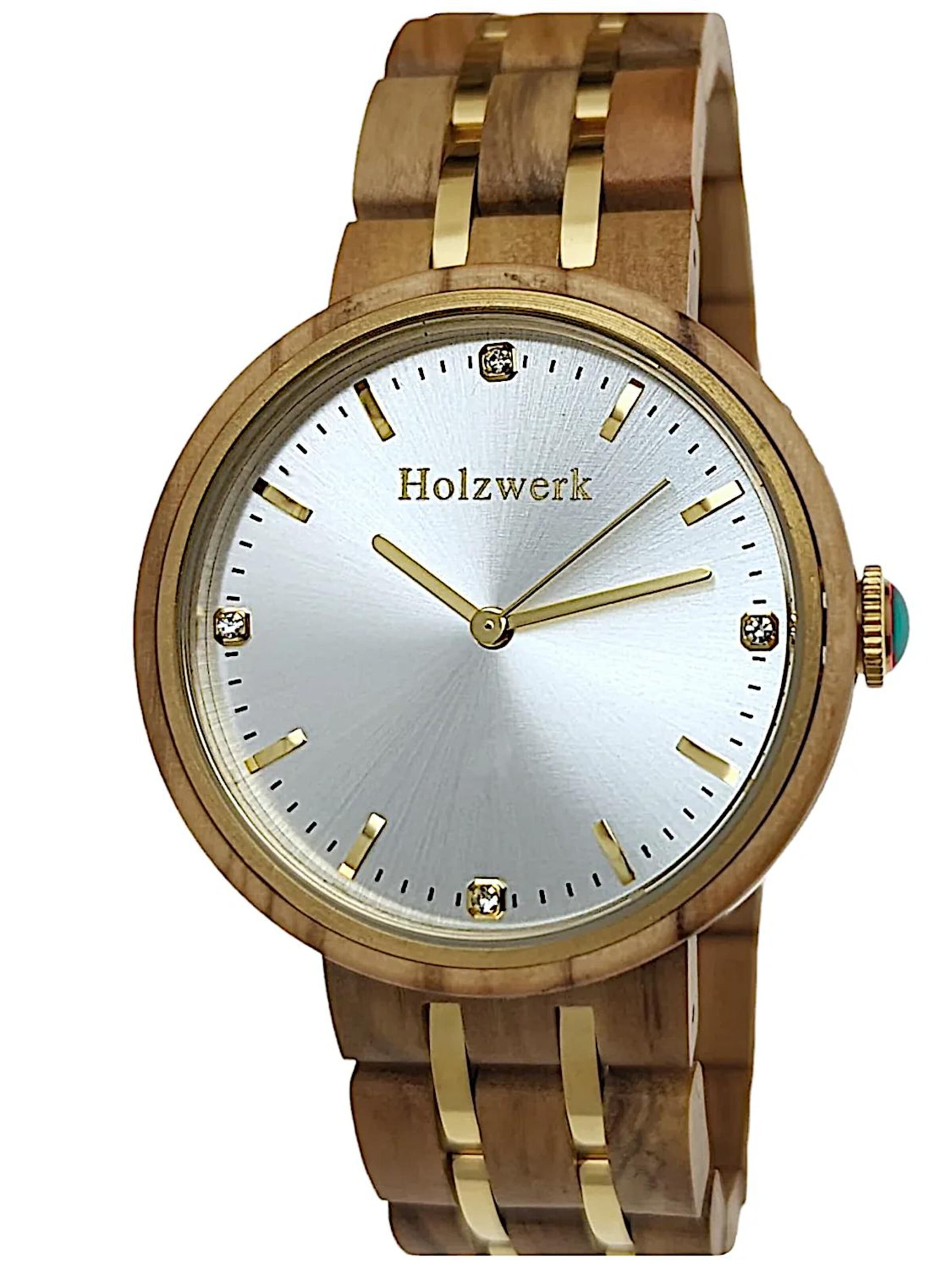 Holzwerk Analoguhr 'LEBUS'‌‌‌‌‌‌ in Beige: Vorderseite