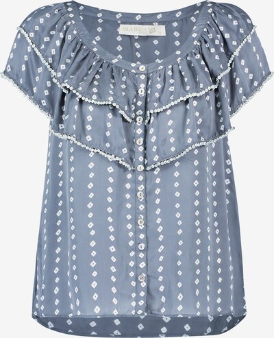 Isla Ibiza Bonita Bluse 'SMALL DIAMONDS' in taubenblau / weiß, Produktansicht