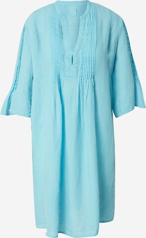 120% Lino Lużny krój Letnia sukienka w kolorze niebieski: przód