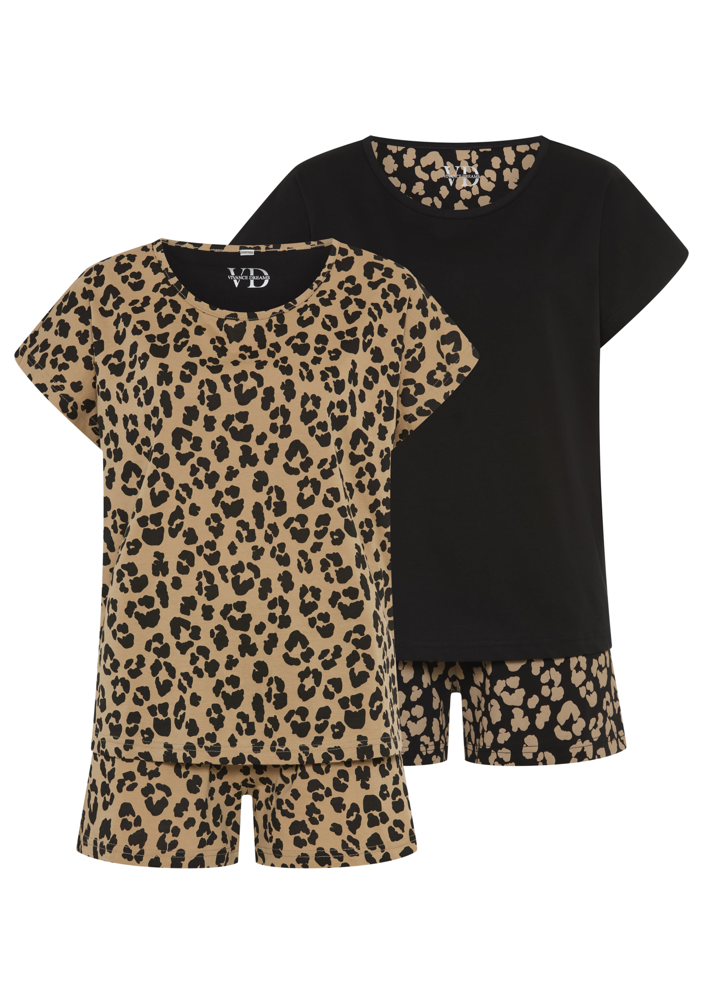VIVANCE Short Pajama Set in Brown: front