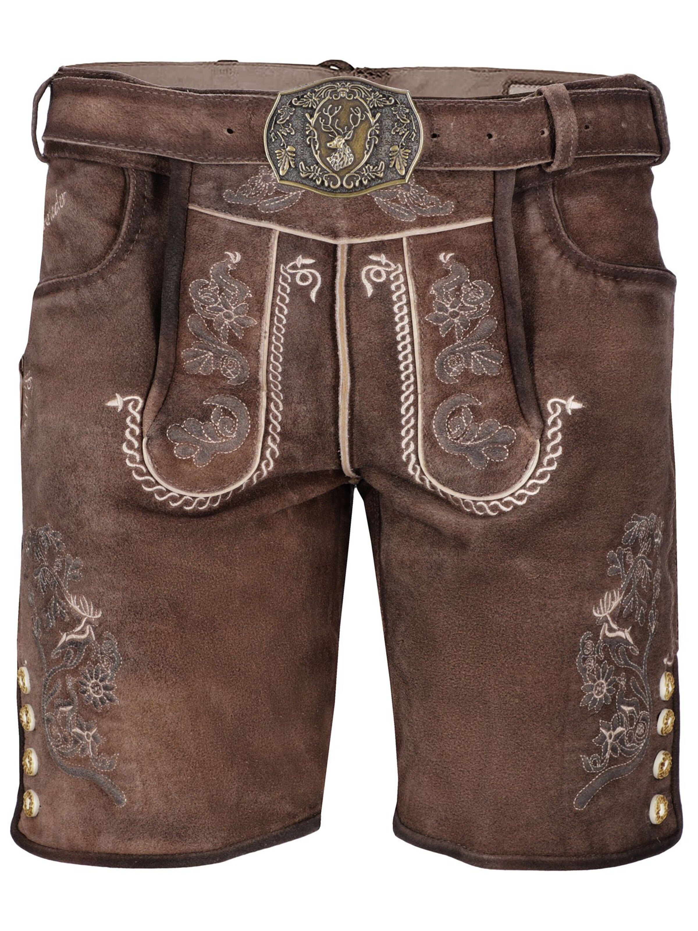 Falkenrieder Regular Hose 'Falkenrieder Lederhose Herren Wien'‌‌‌‌‌‌‌‌ in Braun: Vorderseite