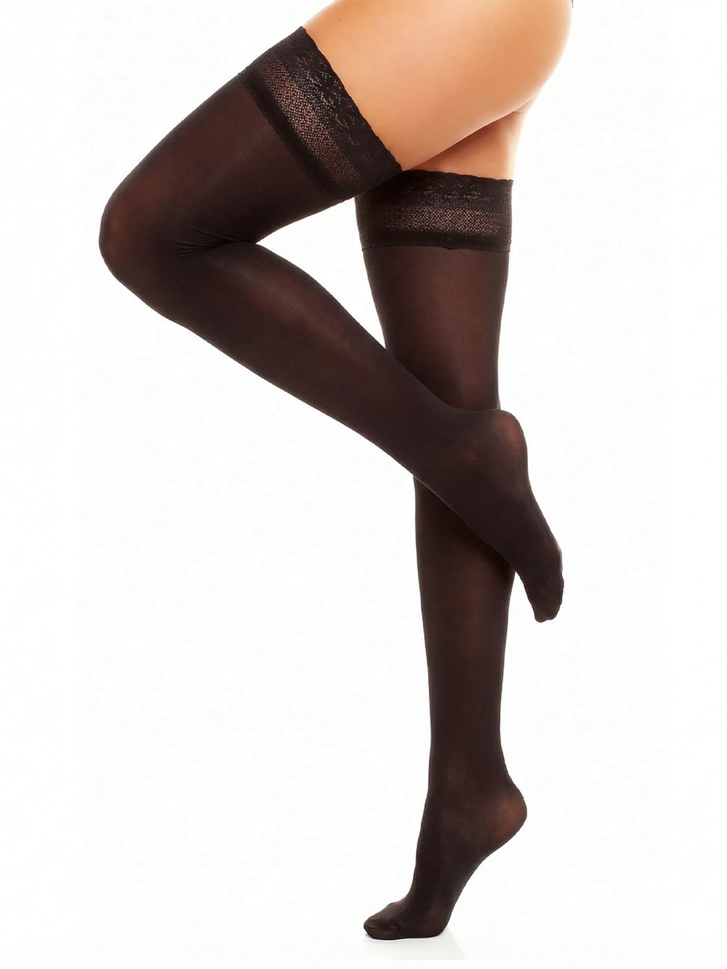 GLAMORY Hold up stockings 'Vital 70 Halterlose Stützstrümpfe' in Black
