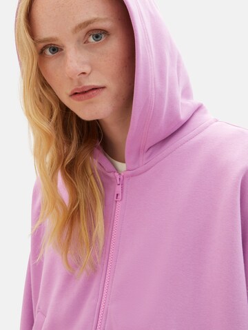 TOM TAILOR DENIM Zip-Up Hoodie in Pink