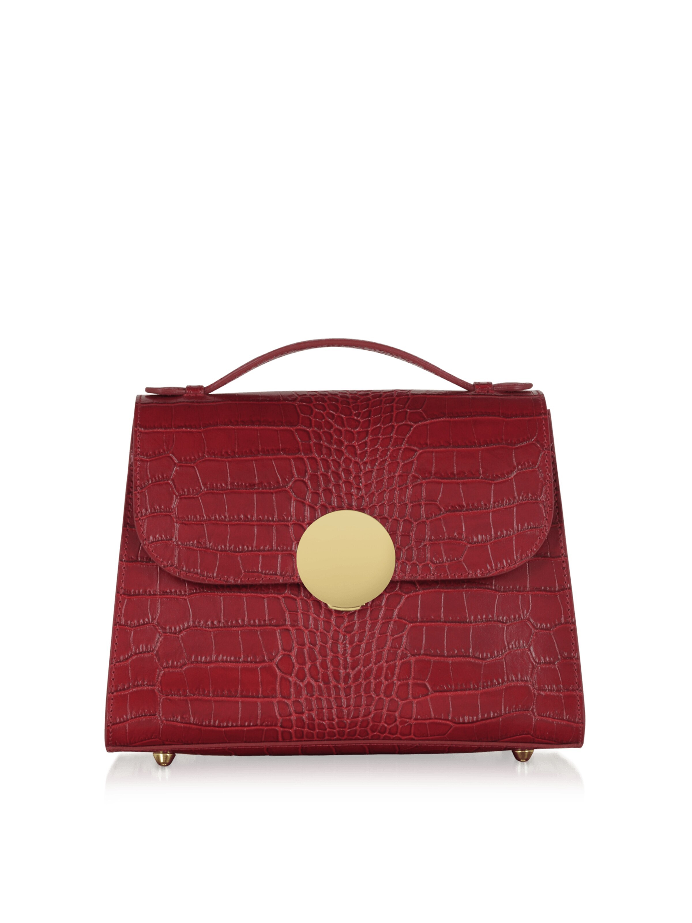 LeParmentier - Bolso de mano 'Bombo Croco' en rojo: frente