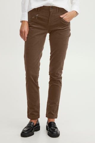 Fransa Regular Pants 'TEAN' in Brown: front